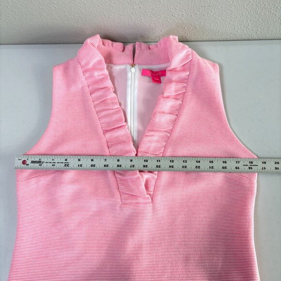 Lilly Pulitzer Tisbury Sleeveless Shift Dress Size L Pink Stripe V Neck Preppy - Picture 6 of 10